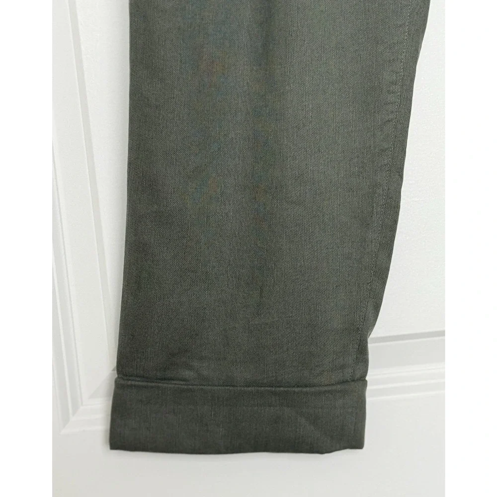 Aritzia Wilfred ALLANT Women's Pants Sz 4 Green Cropped‎ Tie Waist Linen Lyocell